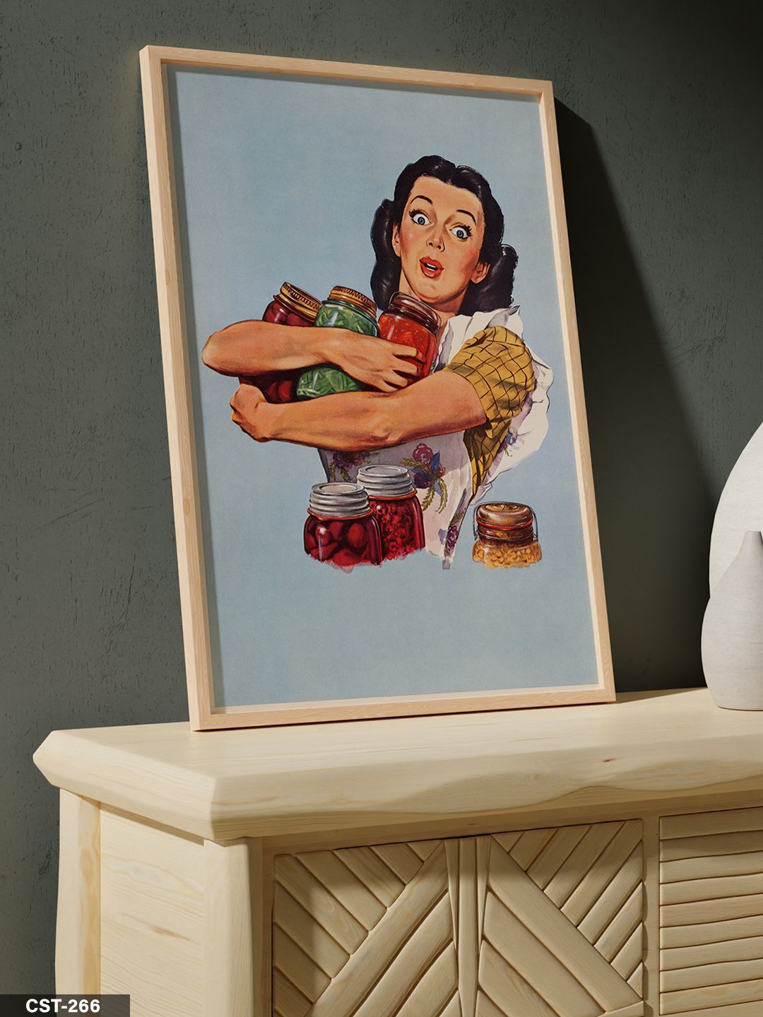 Konserveler Tek Parça Ahşap Çerçeveli Tablo Naturel - 20 x 30 CM