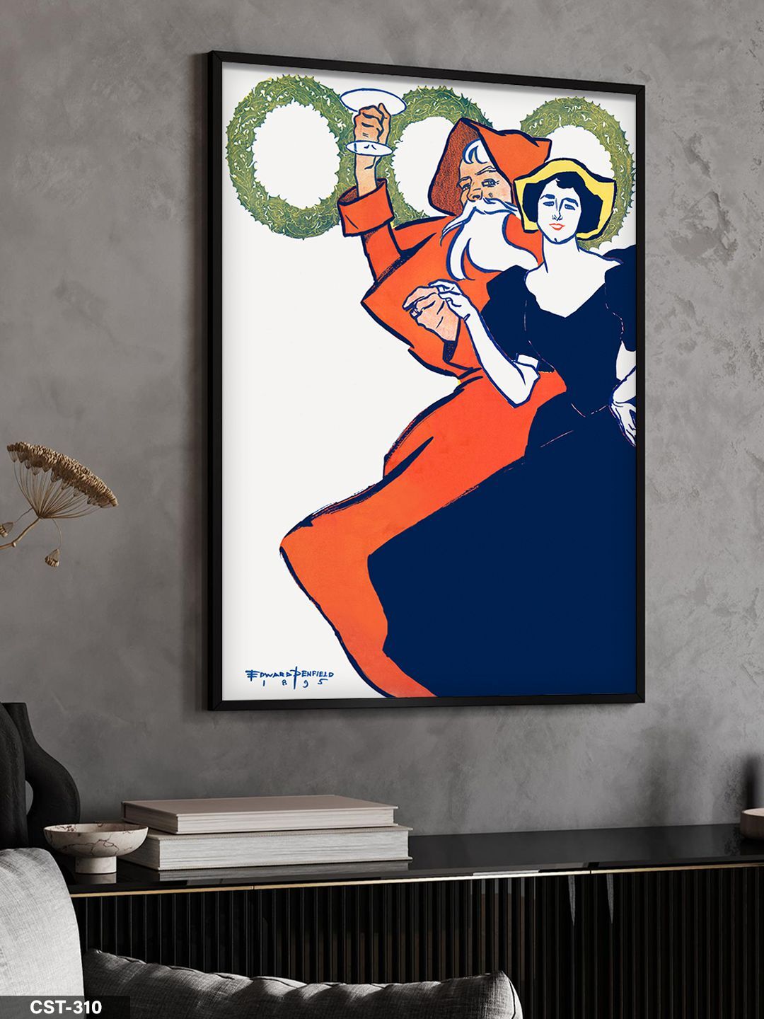 Harper's Magazine Christmas Tek Parça Ahşap Çerçeveli Tablo Siyah - 30 x 40 CM