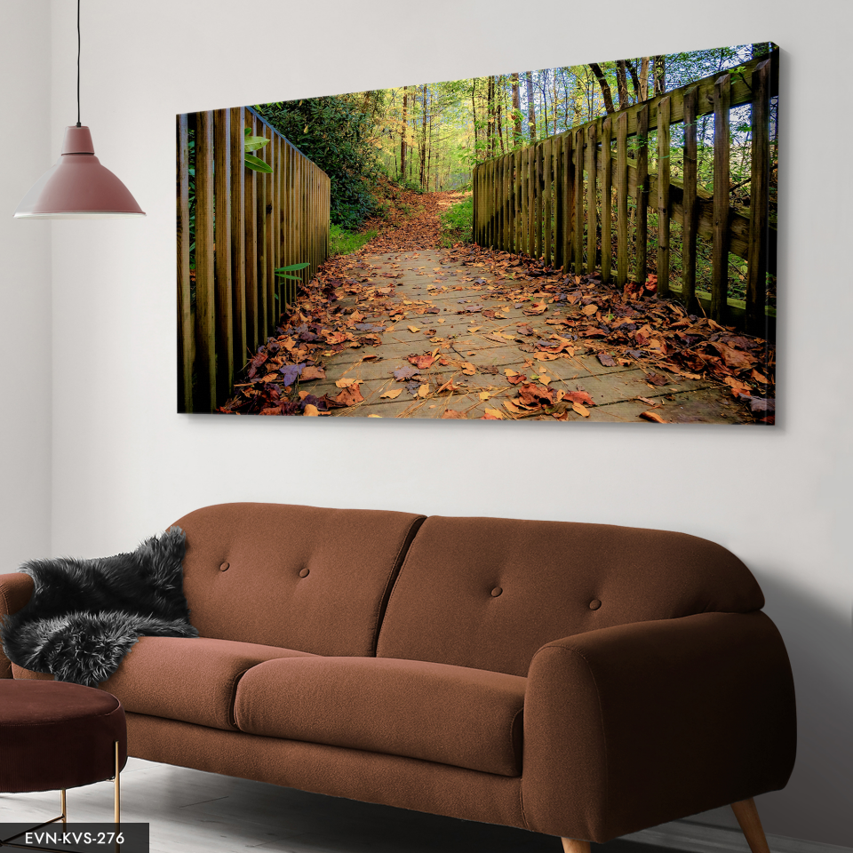 Orman Yolu Tek Parça Kanvas Canvas Tablo 40 x 30 CM - Çok Renkli