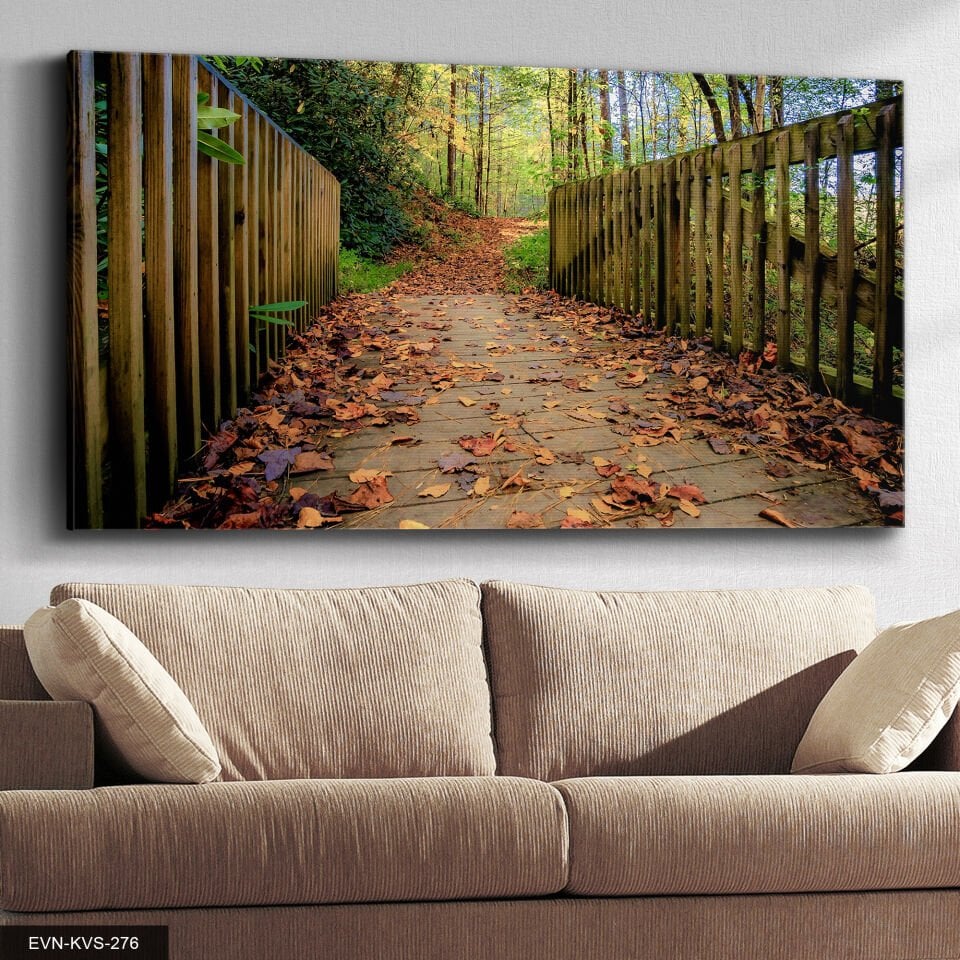 Orman Yolu Tek Parça Kanvas Canvas Tablo 40 x 30 CM - Çok Renkli