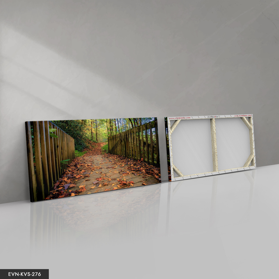 Orman Yolu Tek Parça Kanvas Canvas Tablo 40 x 30 CM - Çok Renkli