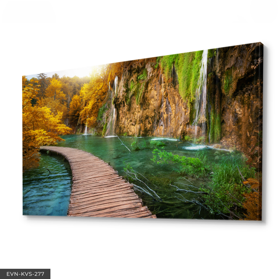 Şelale Tek Parça Kanvas Canvas Tablo 40 x 30 CM - Çok Renkli