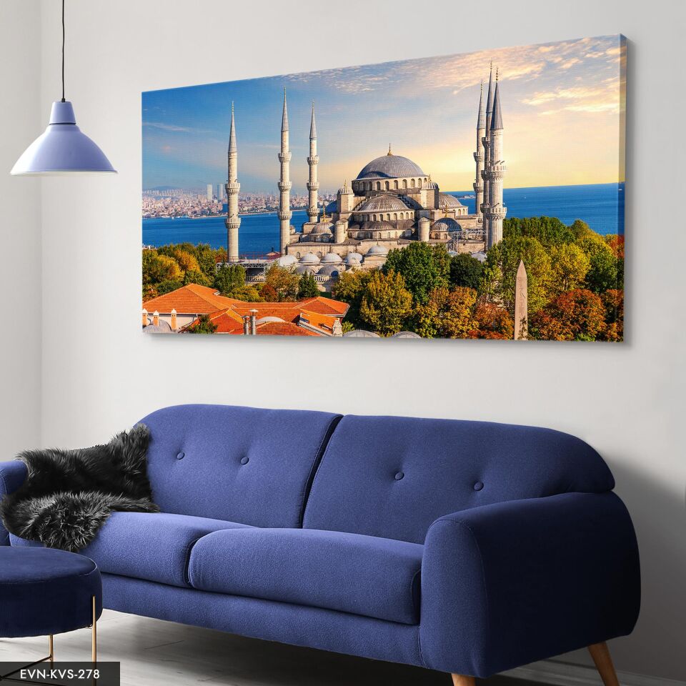 Sultan Ahmet Camii Tek Parça Kanvas Canvas Tablo 40 x 30 CM - Çok Renkli