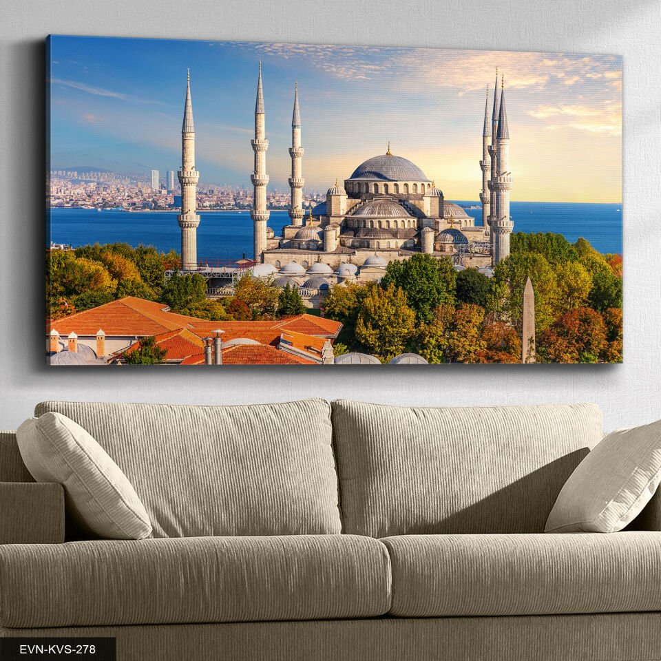 Sultan Ahmet Camii Tek Parça Kanvas Canvas Tablo 40 x 30 CM - Çok Renkli