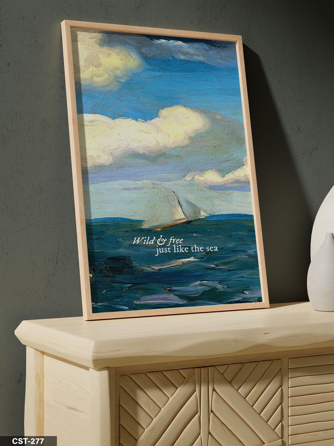 Özgürlüğün Dalgaları Tek Parça Ahşap Çerçeveli Tablo Naturel - 20 x 30 CM