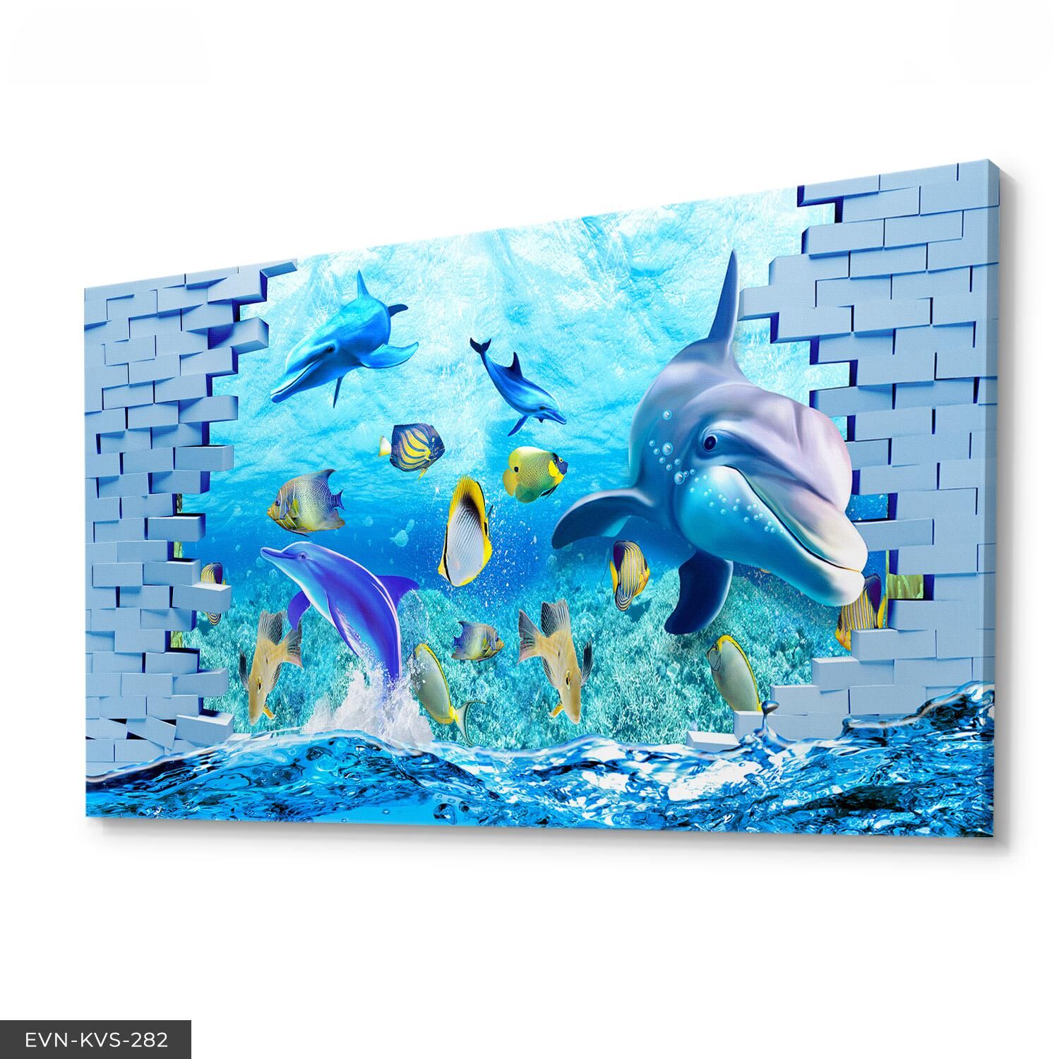 Balıklar Tek Parça Kanvas Canvas Tablo 40 x 30 CM - Çok Renkli