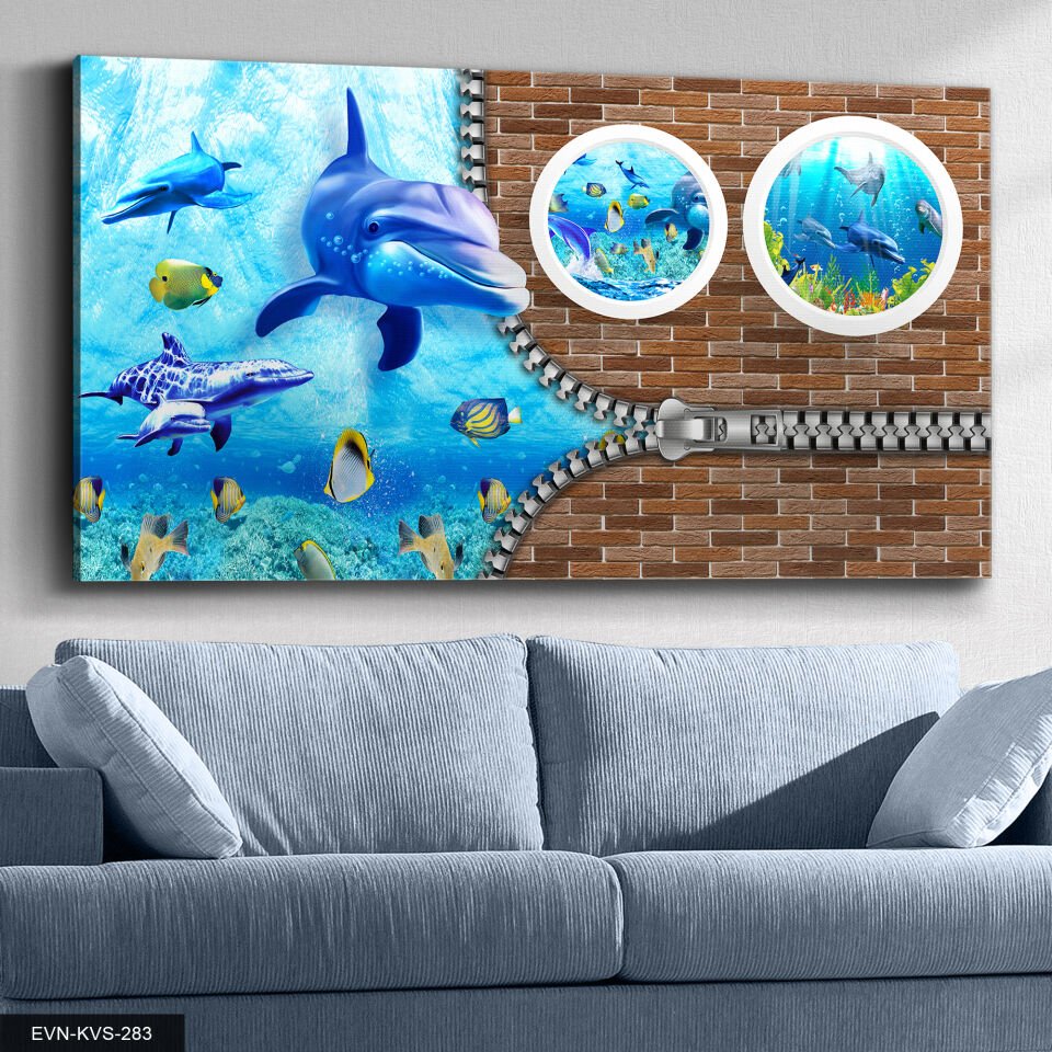 Balıklar Tek Parça Kanvas Canvas Tablo