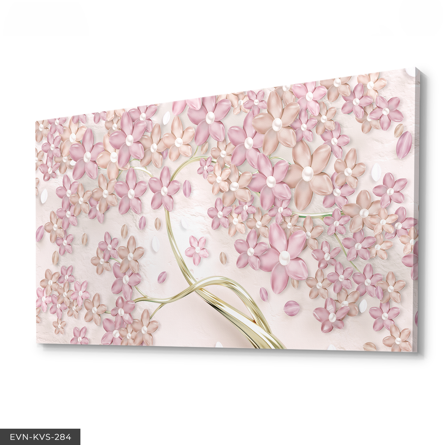 Pembe Çiçek Tek Parça Kanvas Canvas Tablo 40 x 30 CM - Çok Renkli