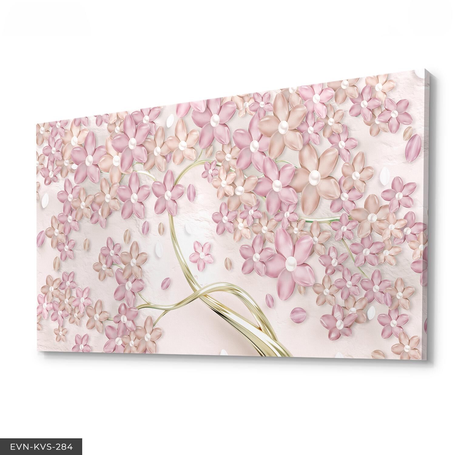 Pembe Çiçek Tek Parça Kanvas Canvas Tablo