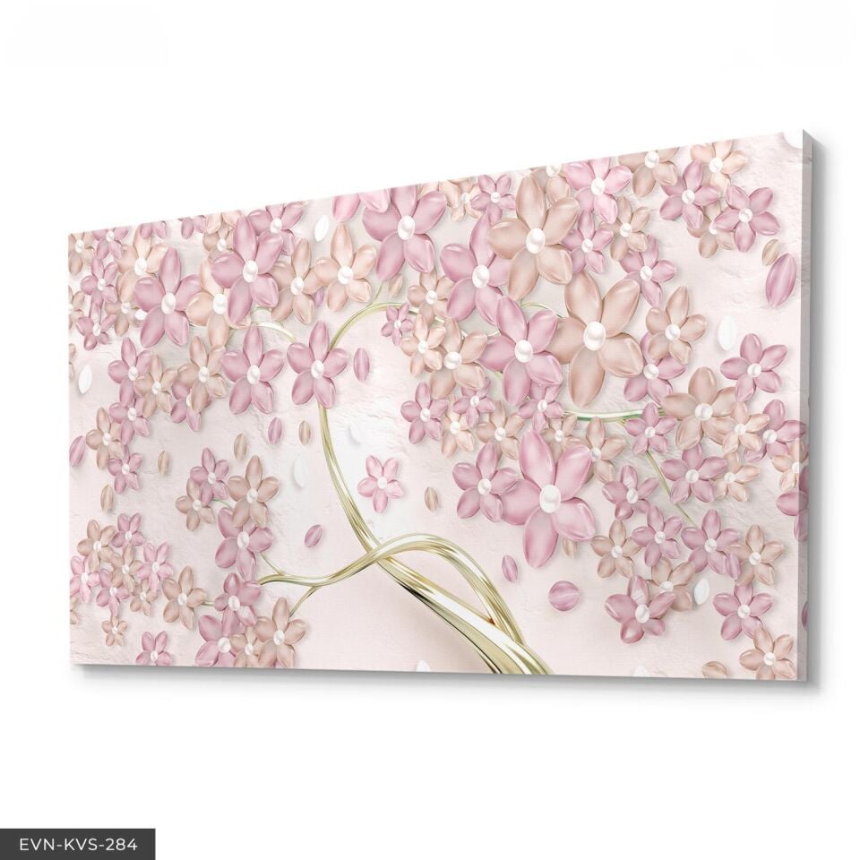 Pembe Çiçek Tek Parça Kanvas Canvas Tablo