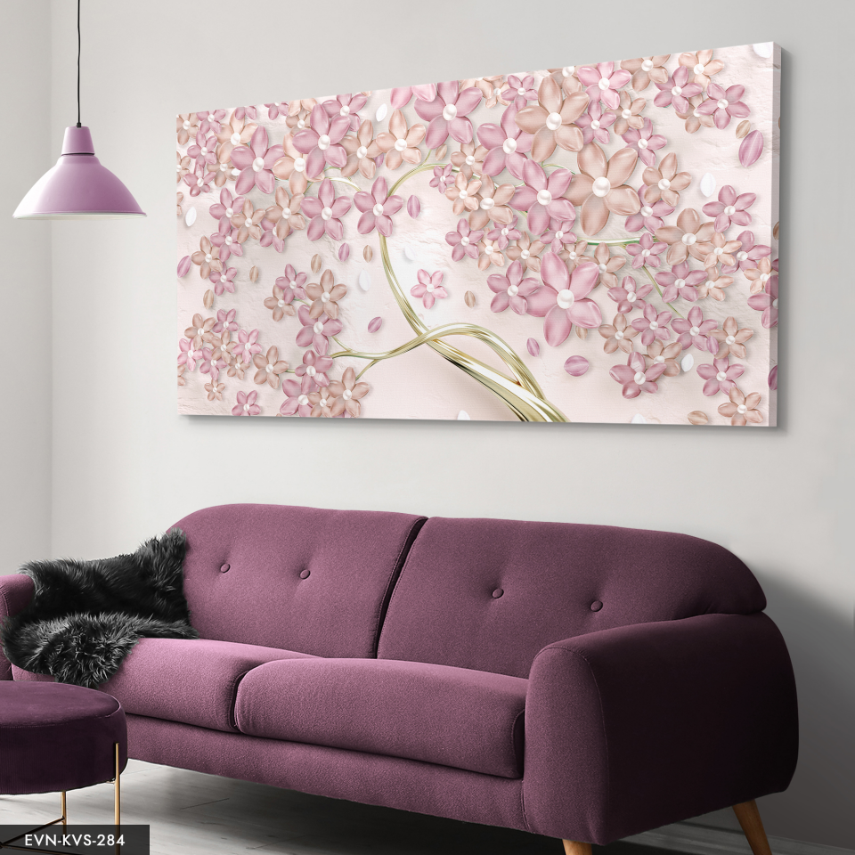 Pembe Çiçek Tek Parça Kanvas Canvas Tablo 40 x 30 CM - Çok Renkli
