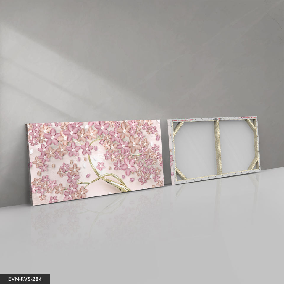 Pembe Çiçek Tek Parça Kanvas Canvas Tablo 40 x 30 CM - Çok Renkli