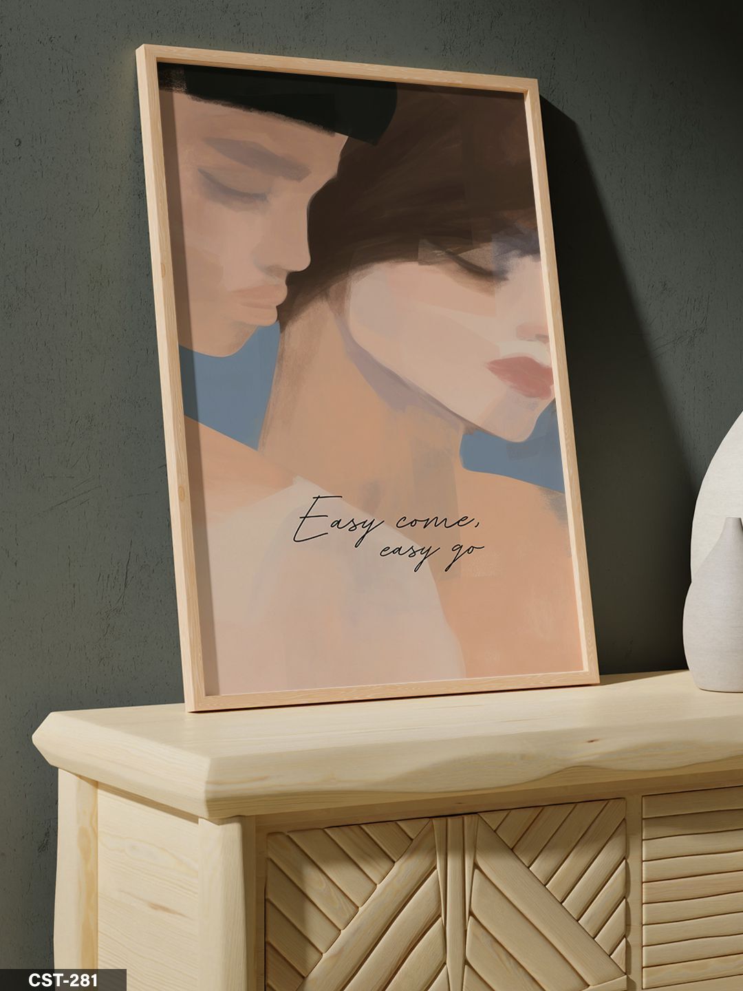 Easy Come Easy Go Aşk Temalı Tek Parça Ahşap Çerçeveli Tablo Naturel - 20 x 30 CM