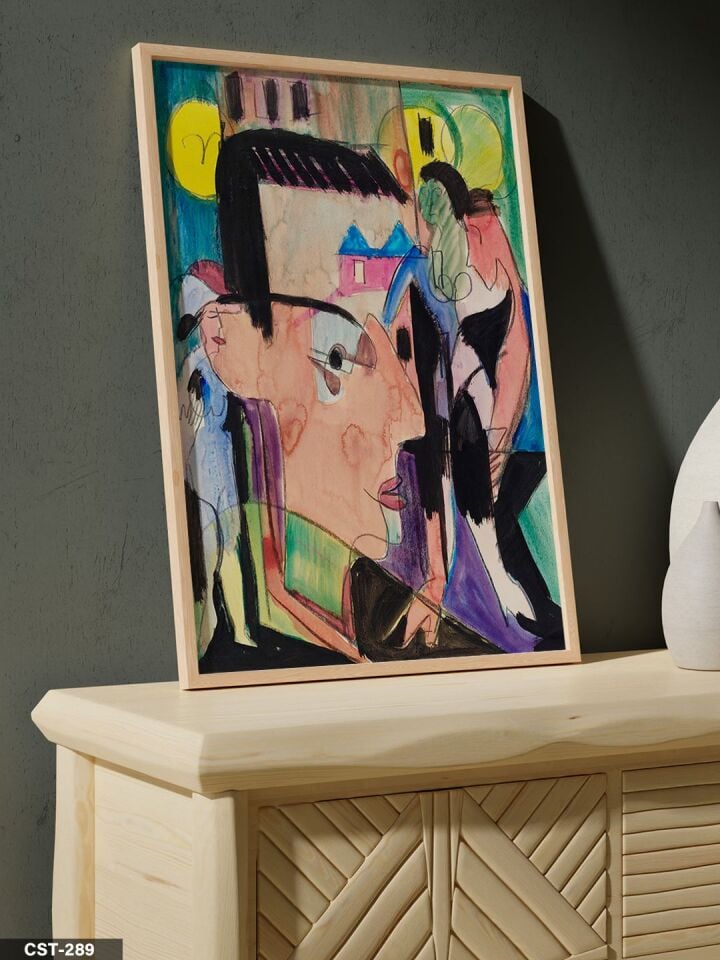 Ernst Ludwing Kirchner Self Portrait Tek Parça Ahşap Çerçeveli Tablo Naturel - 20 x 30 CM