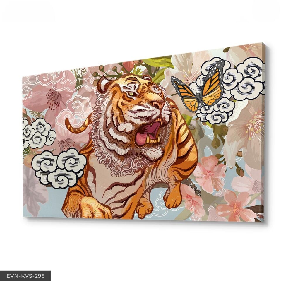 Kaplan Kelebek Tek Parça Kanvas - Canvas Tablo