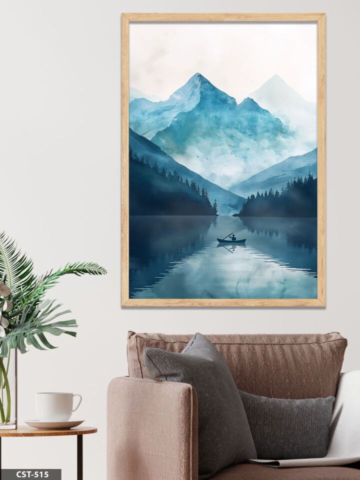 Yansıma Manzara Tek Parça Ahşap Çerçeveli Tablo Naturel - 50 x 70 CM