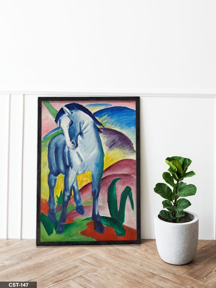 Asil At illüstrasyon Tek Parça Ahşap Çerçeveli Tablo Siyah - 50 x 70 CM