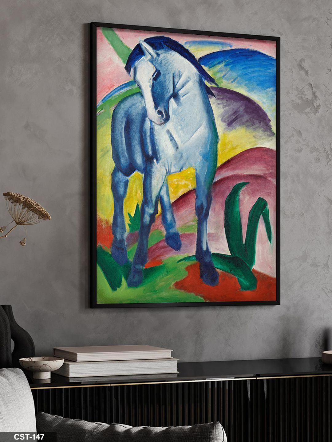 Asil At illüstrasyon Tek Parça Ahşap Çerçeveli Tablo Siyah - 50 x 70 CM
