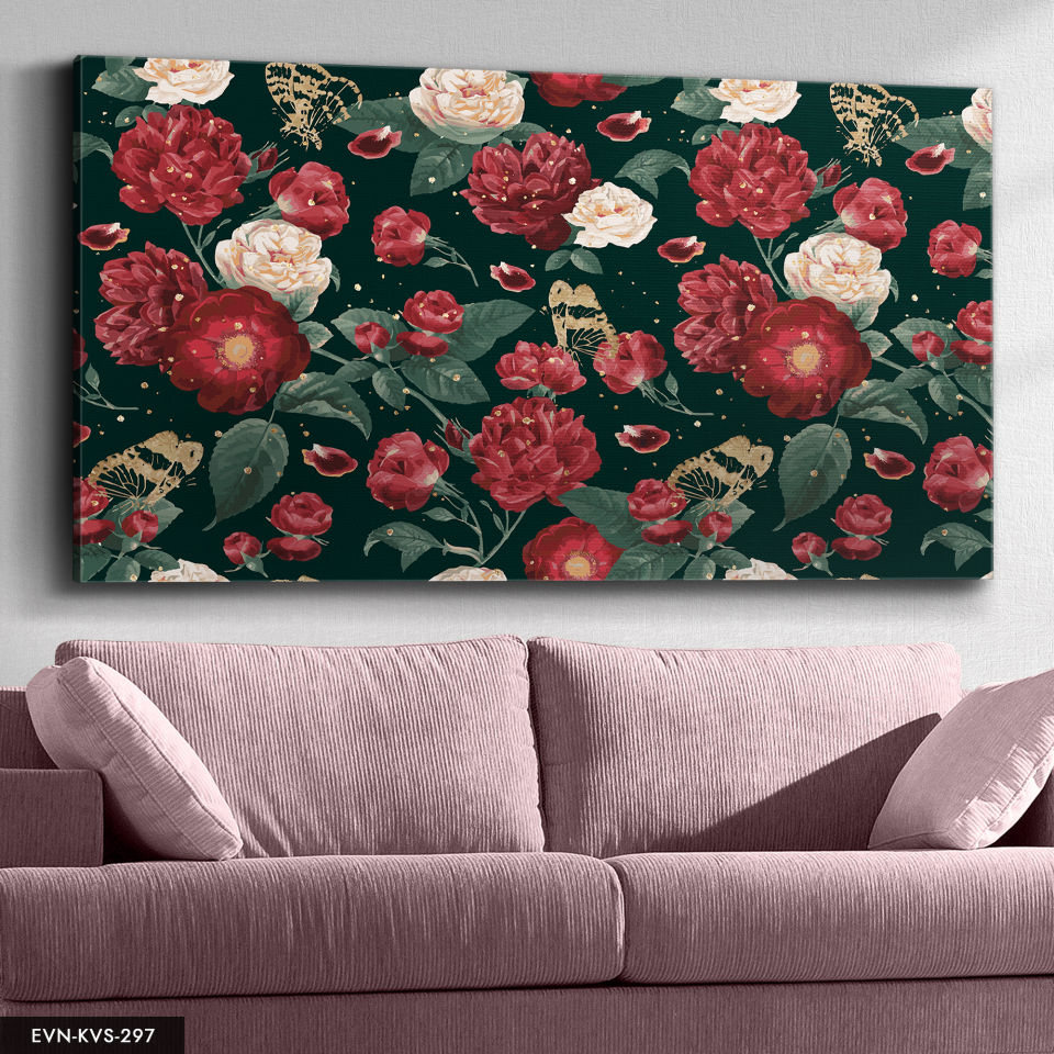 Renkli Çiçekler Tek Parça Kanvas - Canvas Tablo 40 x 30 CM - Çok Renkli