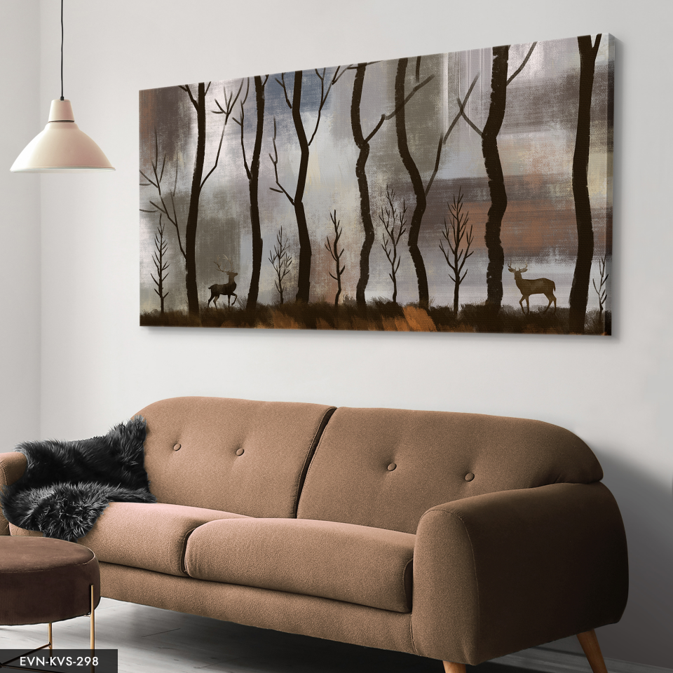 Doğa Geyik Tek Parça Kanvas - Canvas Tablo 40 x 30 CM - Çok Renkli