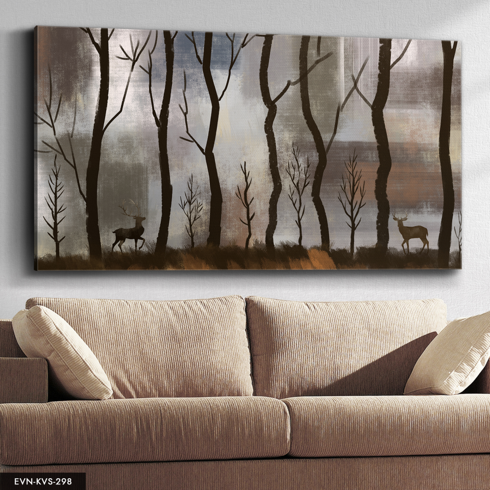 Doğa Geyik Tek Parça Kanvas - Canvas Tablo 40 x 30 CM - Çok Renkli