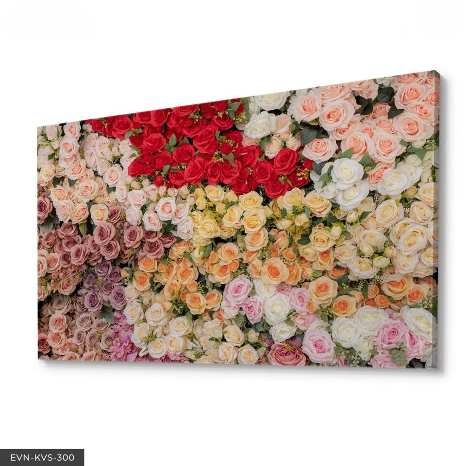 Renkli Çiçekler Tek Parça Kanvas - Canvas Tablo