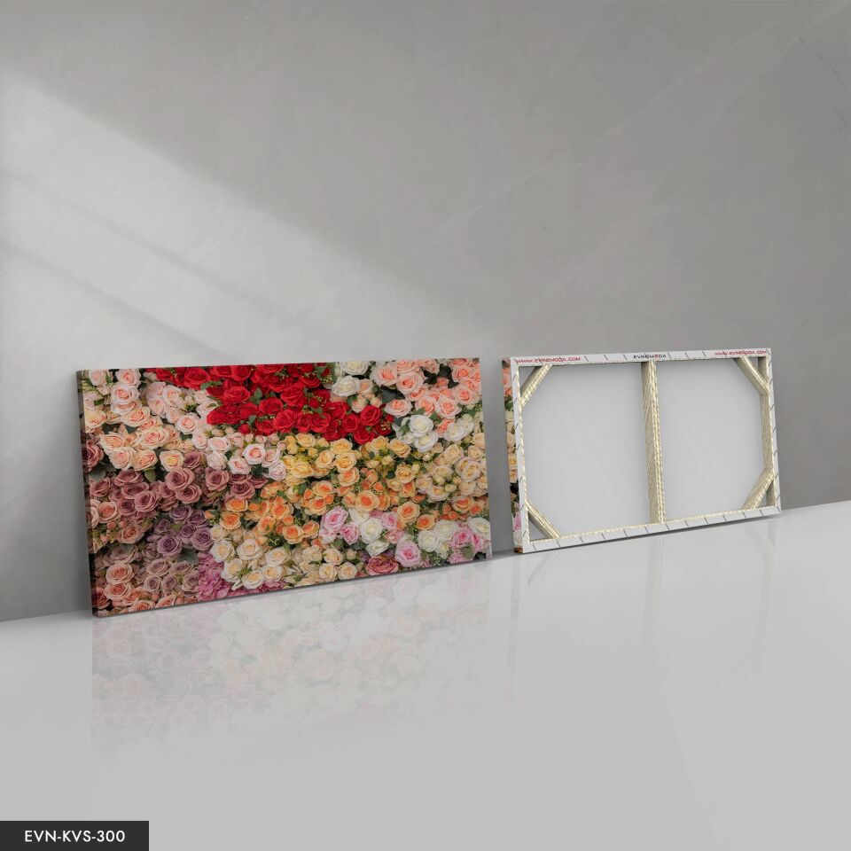 Renkli Çiçekler Tek Parça Kanvas - Canvas Tablo