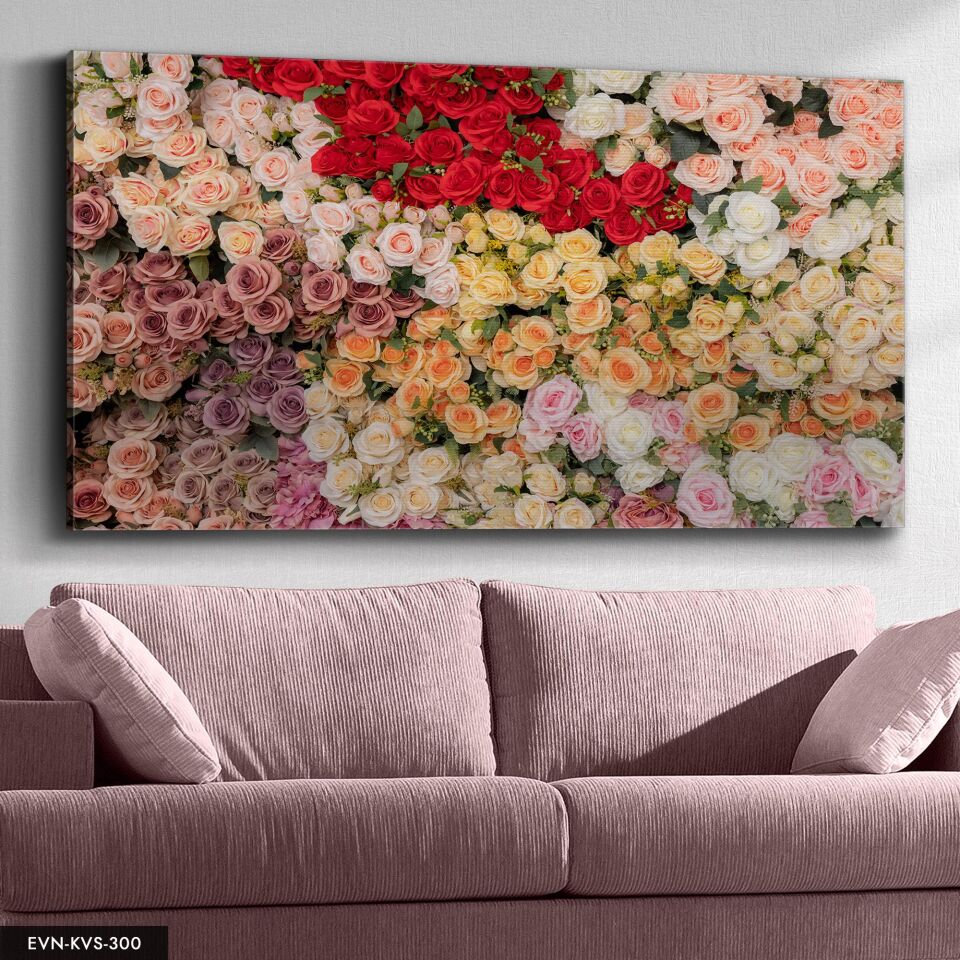 Renkli Çiçekler Tek Parça Kanvas - Canvas Tablo