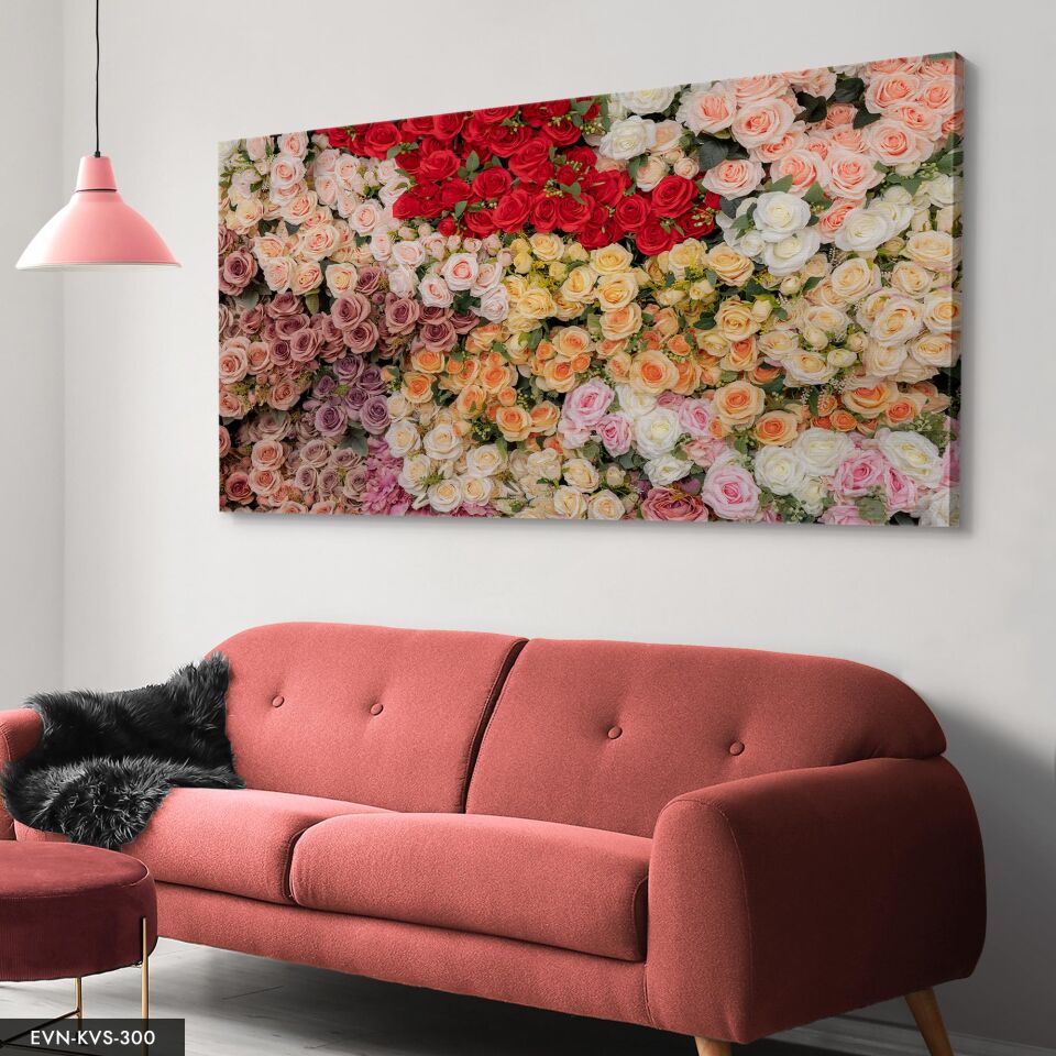 Renkli Çiçekler Tek Parça Kanvas - Canvas Tablo