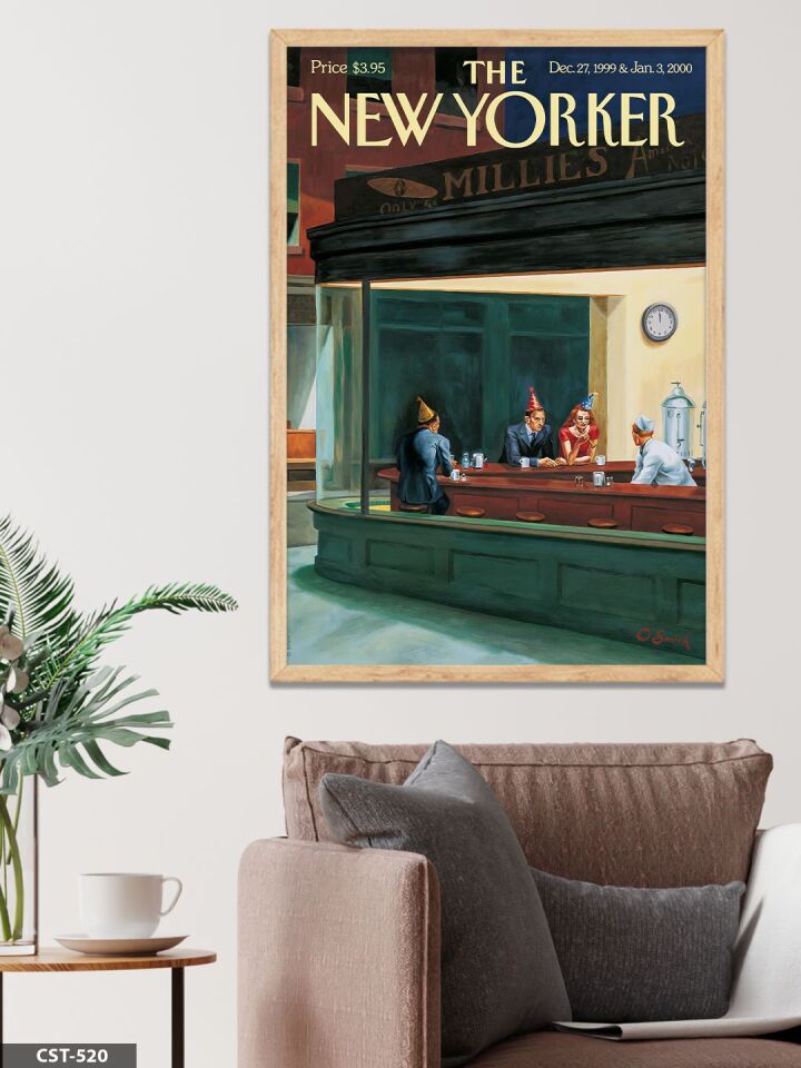 The New Yorker Poster Tek Parça Ahşap Çerçeveli Tablo Naturel - 50 x 70 CM