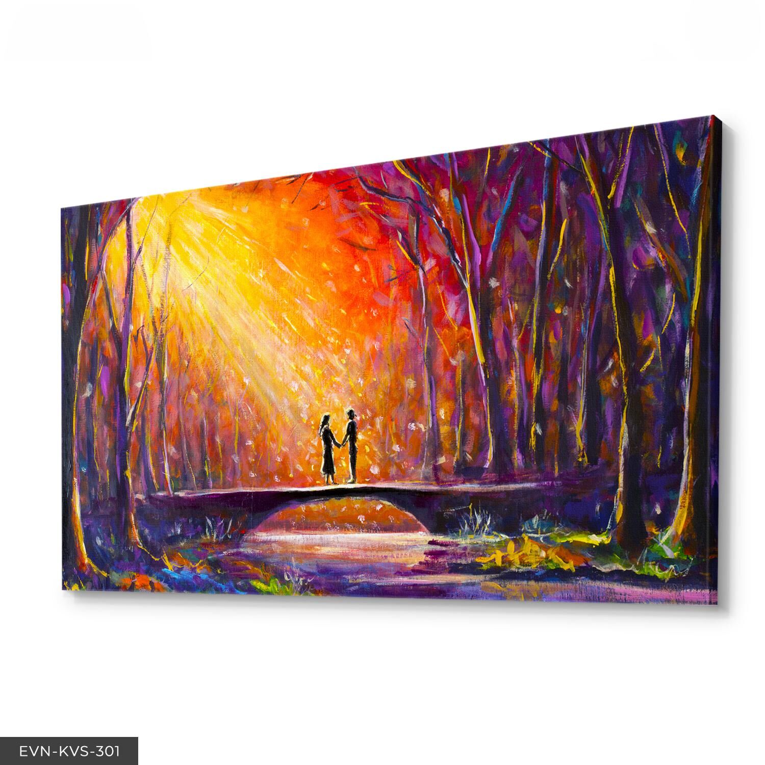 Sanatsal Çift Aşk Tek Parça Kanvas - Canvas Tablo