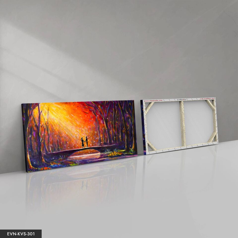 Sanatsal Çift Aşk Tek Parça Kanvas - Canvas Tablo