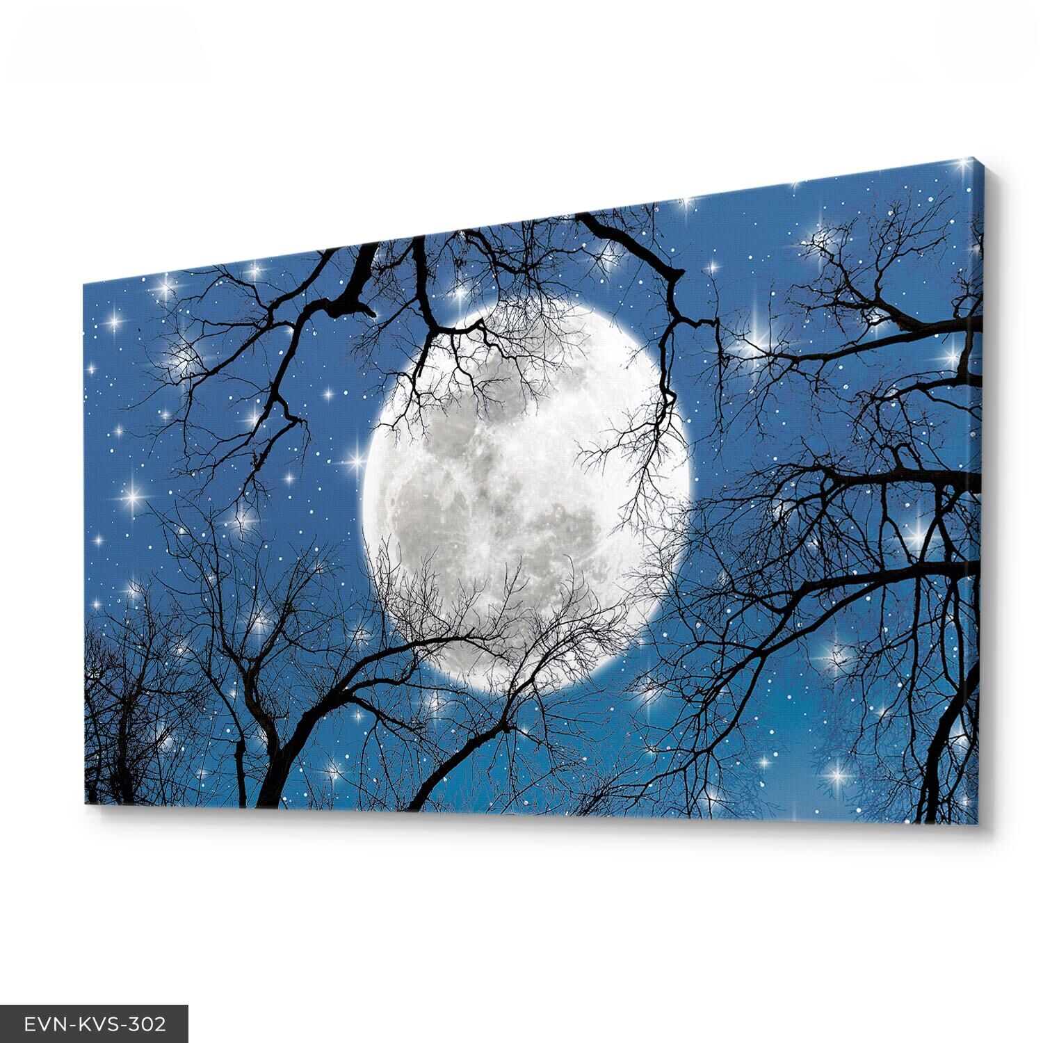 Ağaç Ay Manzara Tek Parça Kanvas - Canvas Tablo