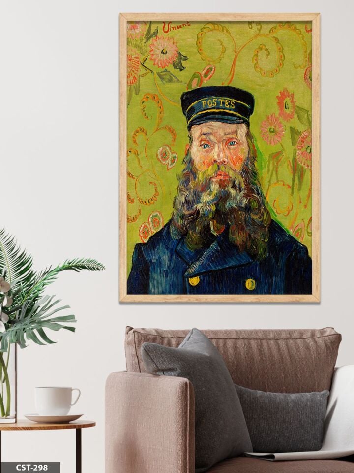 Vincent Van Gogh Postacı Joseph Rouli'nin Portresi Tek Parça Ahşap Çerçeveli Tablo Naturel - 20 x 30 CM