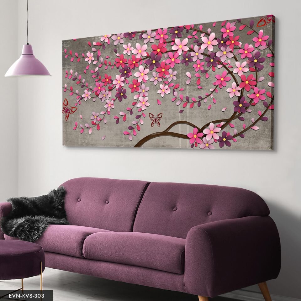 Çiçekler Tek Parça Kanvas - Canvas Tablo