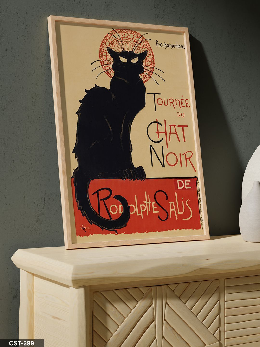 Kara Kedi Turu Tek Parça Ahşap Çerçeveli Tablo Naturel - 20 x 30 CM