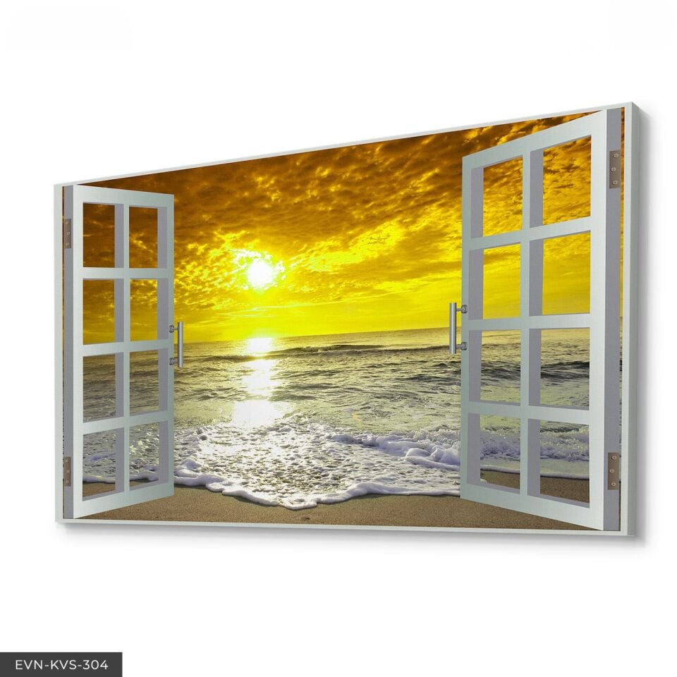 Denize Açılan Pencere Tek Parça Kanvas - Canvas Tablo