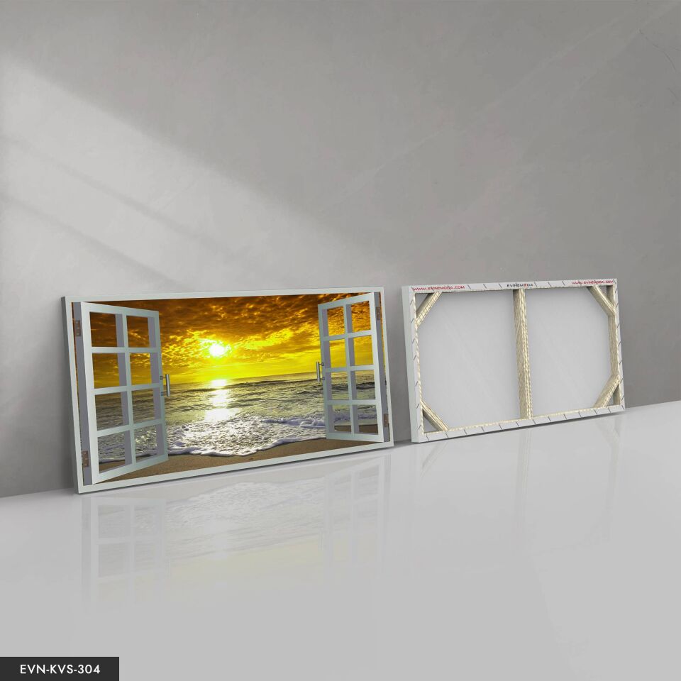 Denize Açılan Pencere Tek Parça Kanvas - Canvas Tablo
