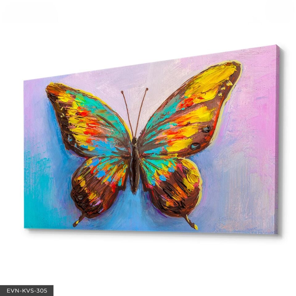 Renkli Kelebek Tek Parça Kanvas - Canvas Tablo