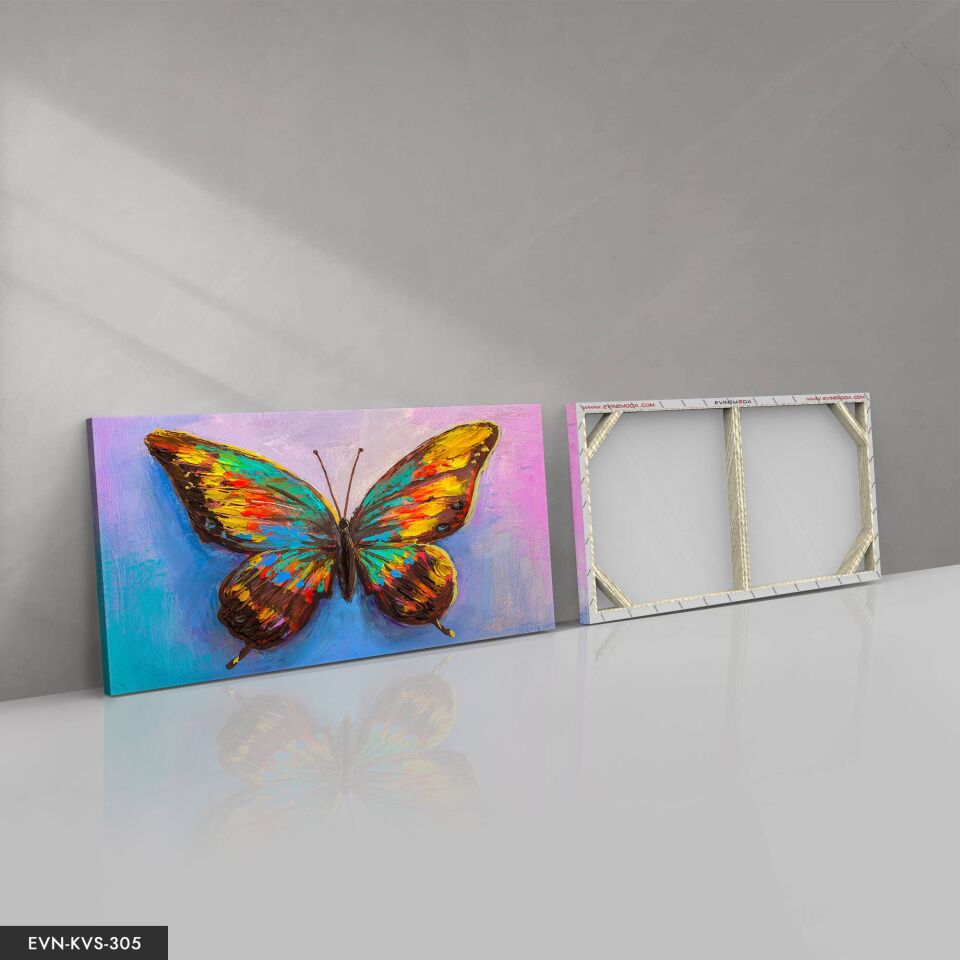 Renkli Kelebek Tek Parça Kanvas - Canvas Tablo