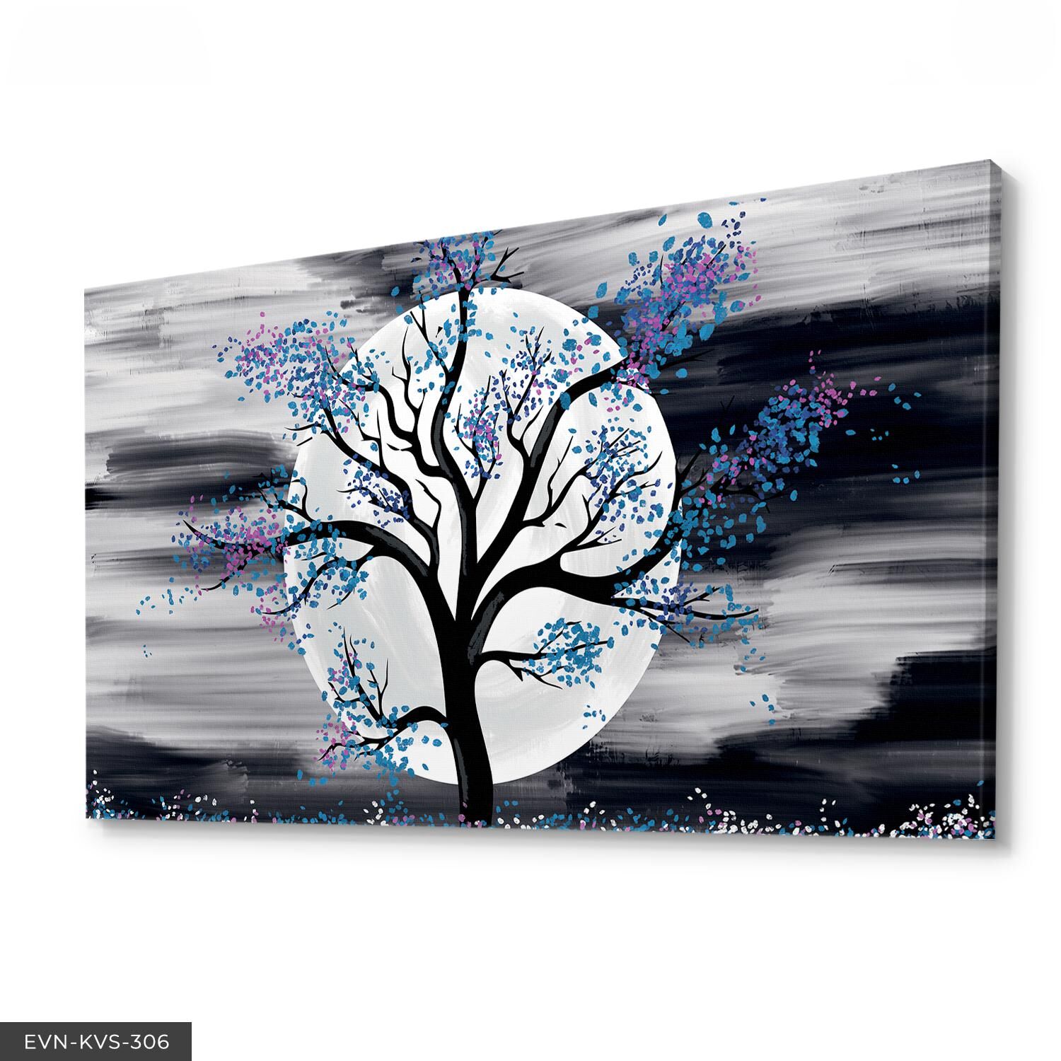 Ağaç Ay Tek Parça Kanvas - Canvas Tablo