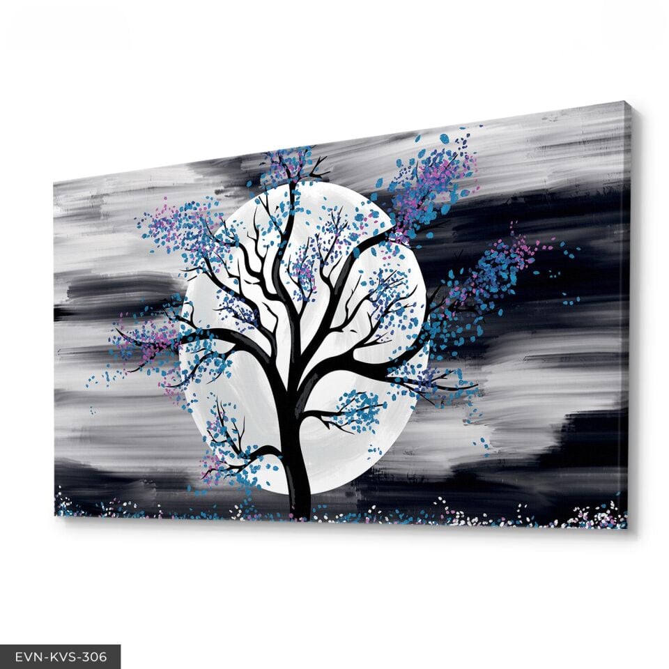 Ağaç Ay Tek Parça Kanvas - Canvas Tablo
