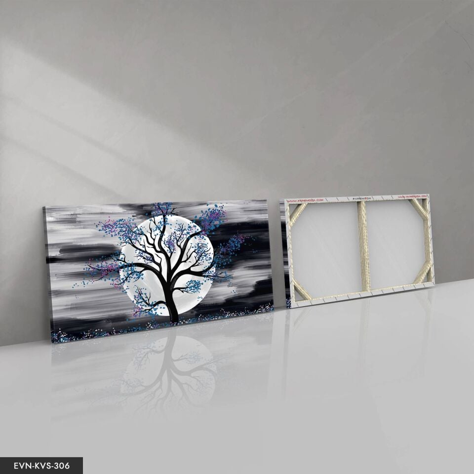 Ağaç Ay Tek Parça Kanvas - Canvas Tablo