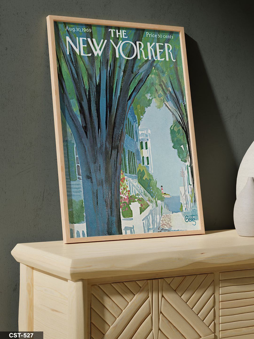 The New Yorker Poster Tek Parça Ahşap Çerçeveli Tablo Naturel - 50 x 70 CM