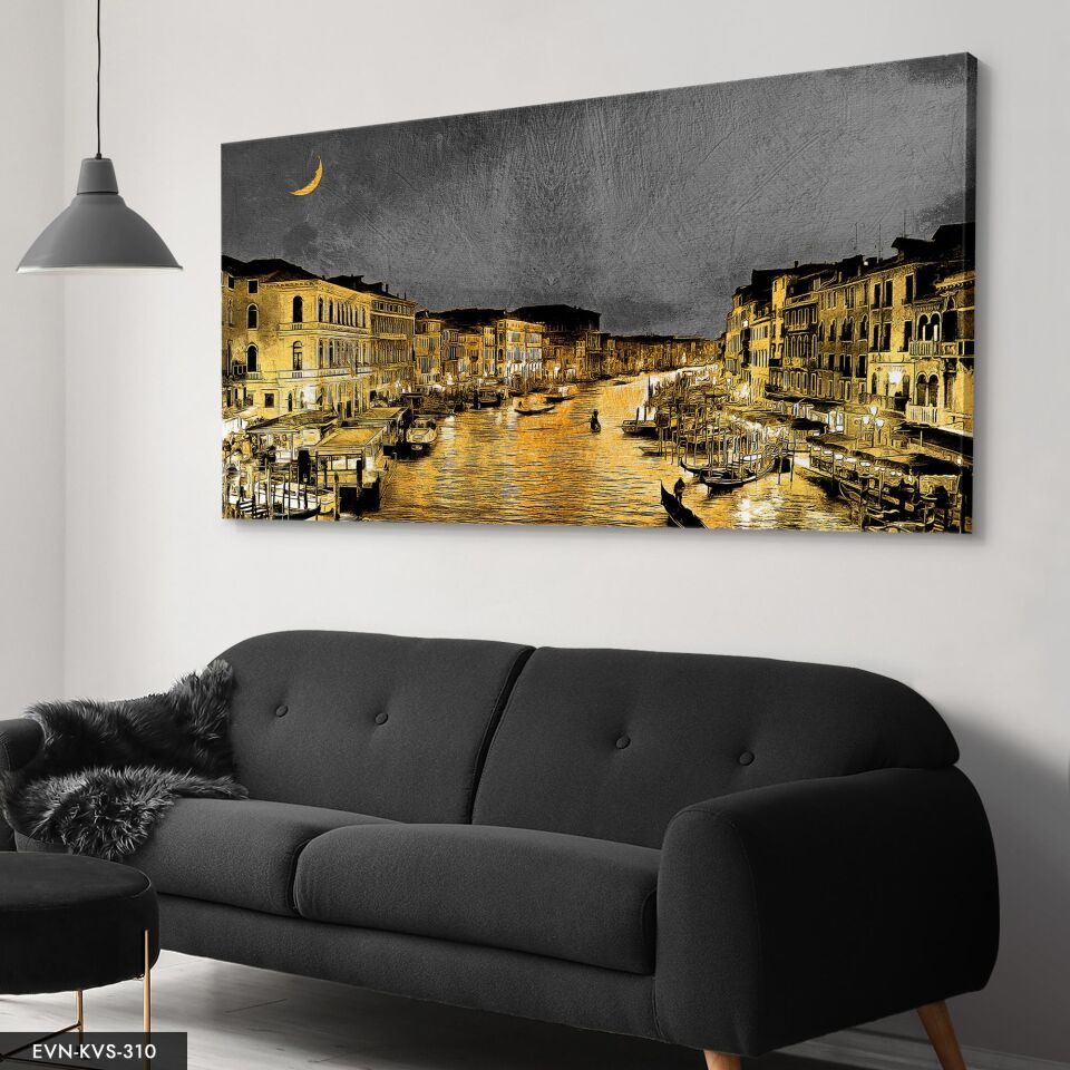 Gold Manzara Tek Parça Kanvas - Canvas Tablo