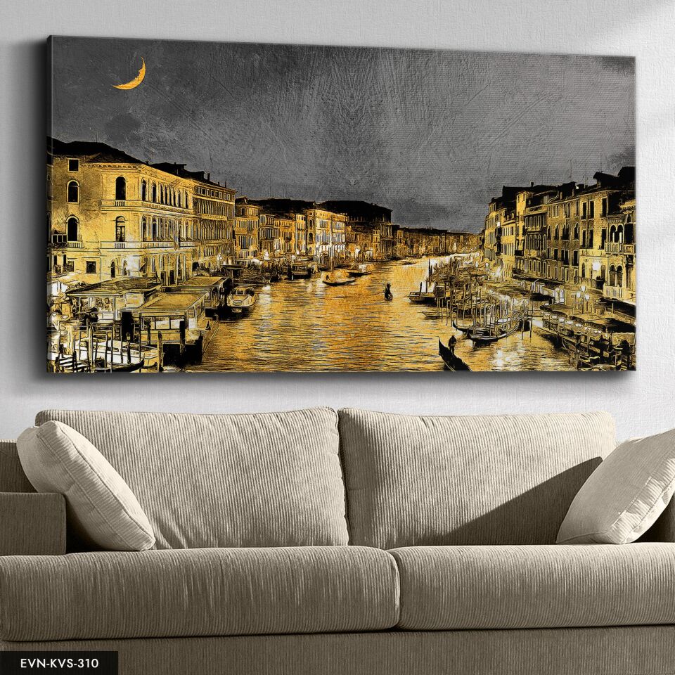 Gold Manzara Tek Parça Kanvas - Canvas Tablo