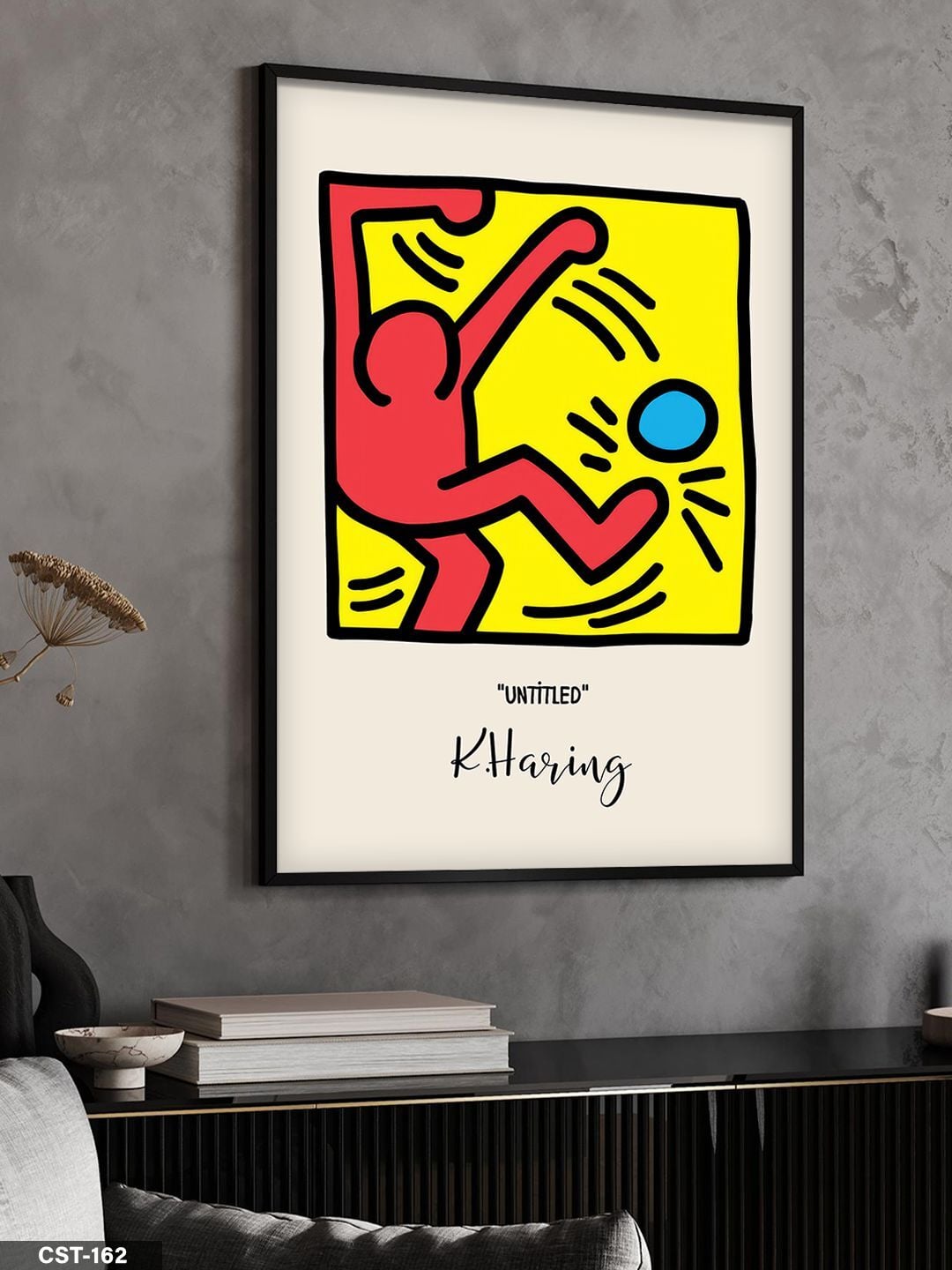 Keith Haring Untitled Tek Parça Ahşap Çerçeveli Tablo Siyah - 50 x 70 CM