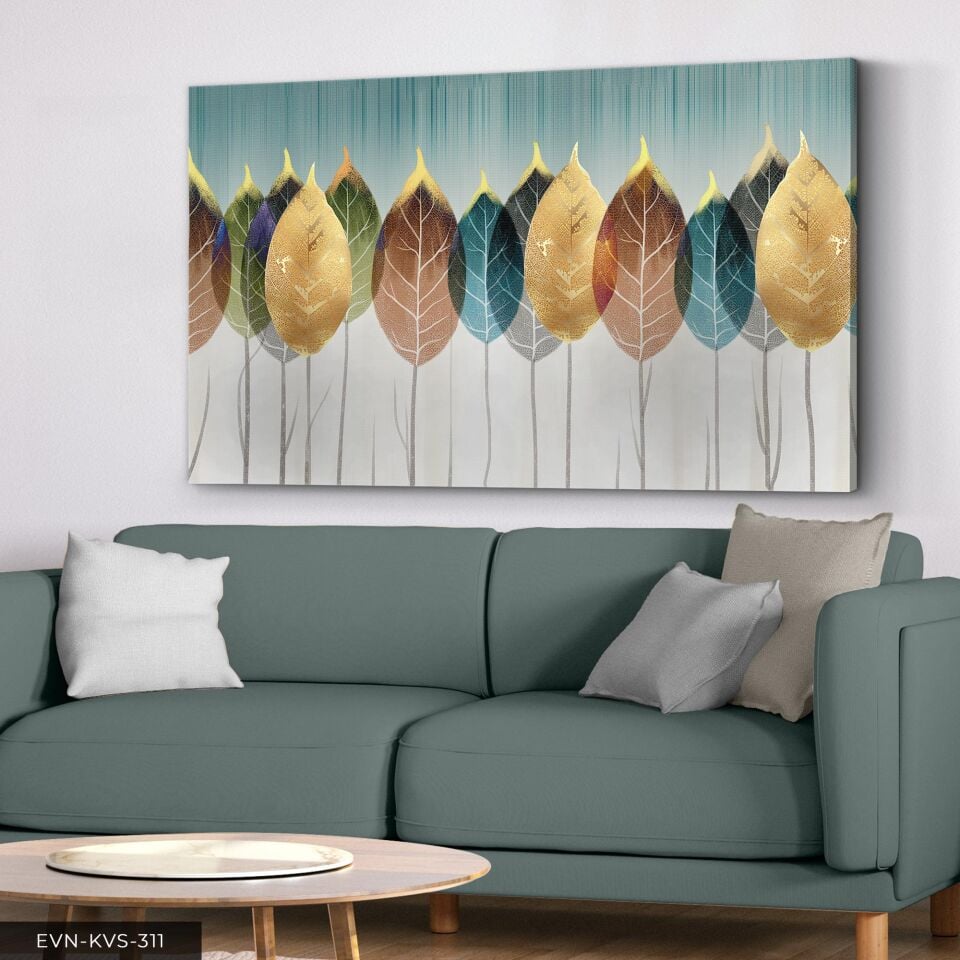 Renkli Yapraklar Tek Parça Kanvas - Canvas Tablo