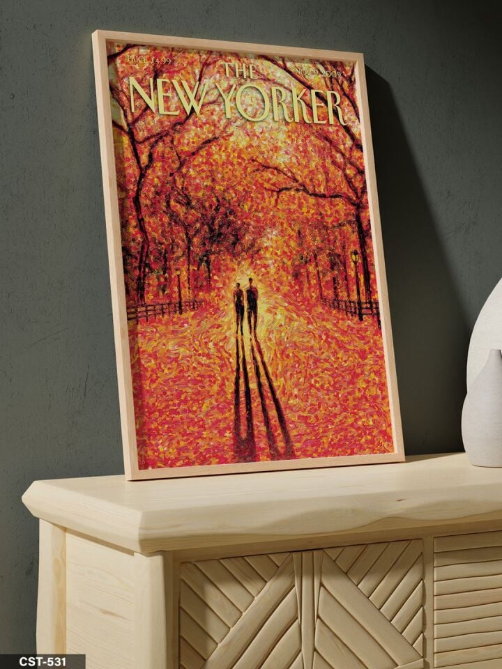 The New Yorker Poster Tek Parça Ahşap Çerçeveli Tablo Naturel - 50 x 70 CM