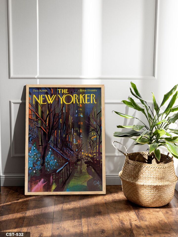 The New Yorker Poster Tek Parça Ahşap Çerçeveli Tablo Naturel - 50 x 70 CM